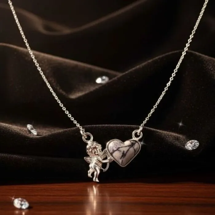 Halsketting Sterling Zilver Engel met Hartje
