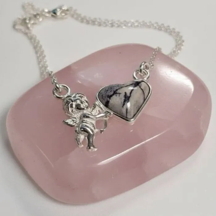 Halsketting Sterling Zilver Engel met Hartje