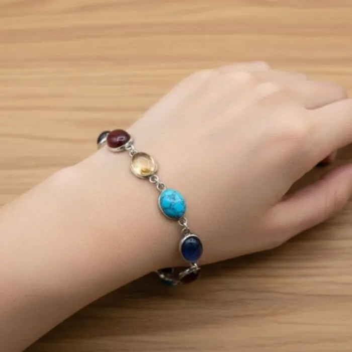 925 Sterling Zilveren Chakra Armband met 7 Edelstenen – Balans & Energie