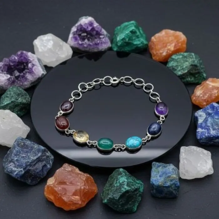 925 Sterling Zilveren Chakra Armband met 7 Edelstenen – Balans & Energie