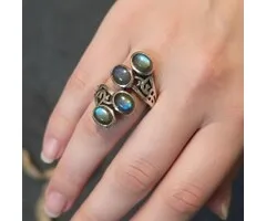 Ring zilver blauwe labradoriet maat 9