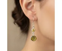 Oorbel zilver druzy citrien