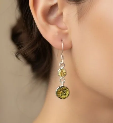 Oorbel zilver druzy citrien