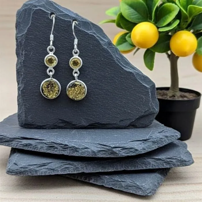 Zilveren Oorbellen met Druzy Kristal en Citrien – 925 Sterling Zilver