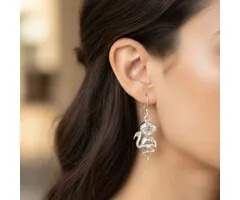 Flamingo orrbellen zilver met herkimer diamant