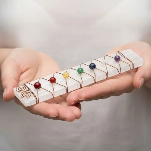 Seleniet edelsteen oplaadplaat chakra kralen