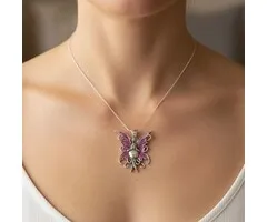 Sterling Zilveren Elfje met Roze Vleugels 40 x 35 mm