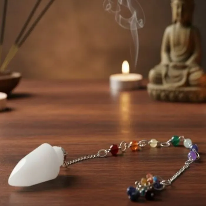 Pendel seleniet met chakra ketting