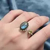 Ring zilver blauwe labradoriet  met peridoot maat 7