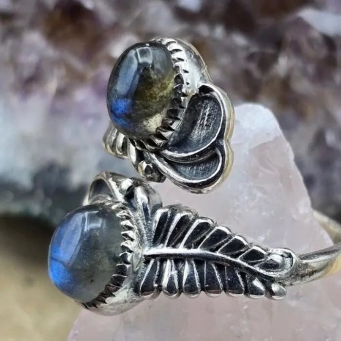 Ring zilver blauwe labradoriet maat 8