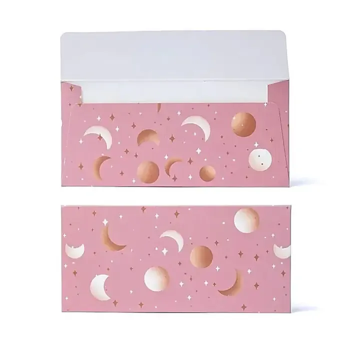 Cadeaukaart envelop roze maan en sterren