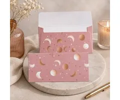 Cadeaukaart envelop roze maan en sterren