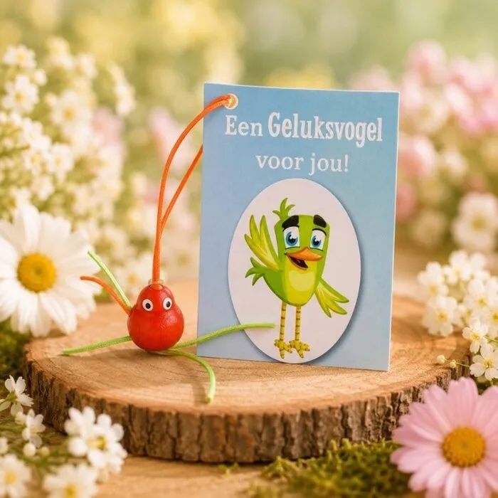 Kaartje met een een geluksvogel voor jou