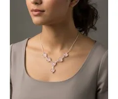 Collier zilver met Rozekwarts hartjes