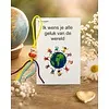 Kaartje met gelukspoppetje -  wens je alle geluk van de wereld