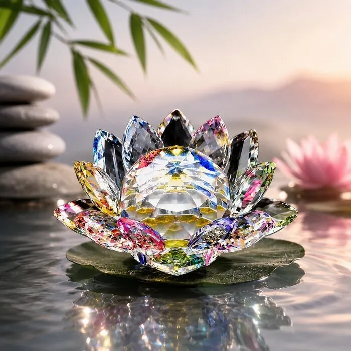 Luxe Kristallen Lotus 12 cm op Standaard