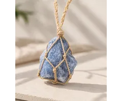 Ruwe blauwe kwarts hanger