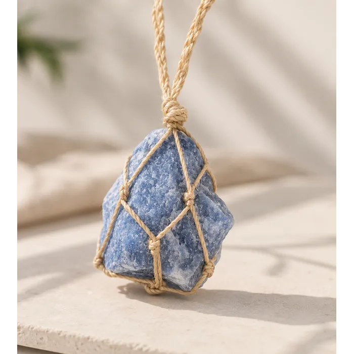 Ruwe blauwe kwarts hanger