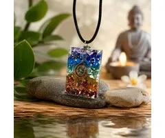 Orgone regenboog vierhoek hanger