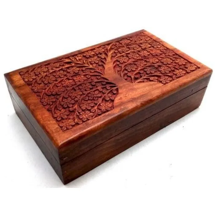 Sieradendoos Hout Boom & Bladeren 20cm