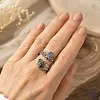 Ring zilver blauwe labradoriet maat 7 - 8,5