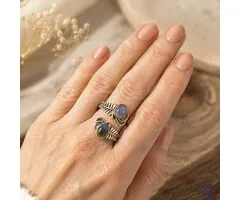 Ring zilver blauwe labradoriet maat 7 - 8,5