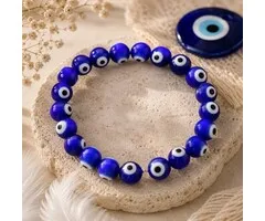 Boze oog armband donker blauw 8 mm
