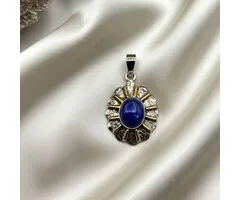 Zilveren hanger Lapis Lazuli retro look