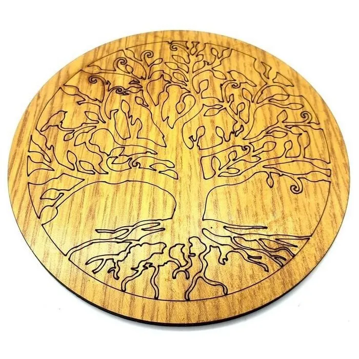 Houten plaat rond Levensboom