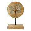 Deco Levensboom mangohout met groene aventurijn op voet
