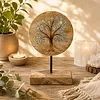 Deco Levensboom mangohout met groene aventurijn op voet