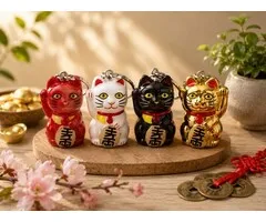 Lucky cat sleutelhanger met belletje incl. kaartje