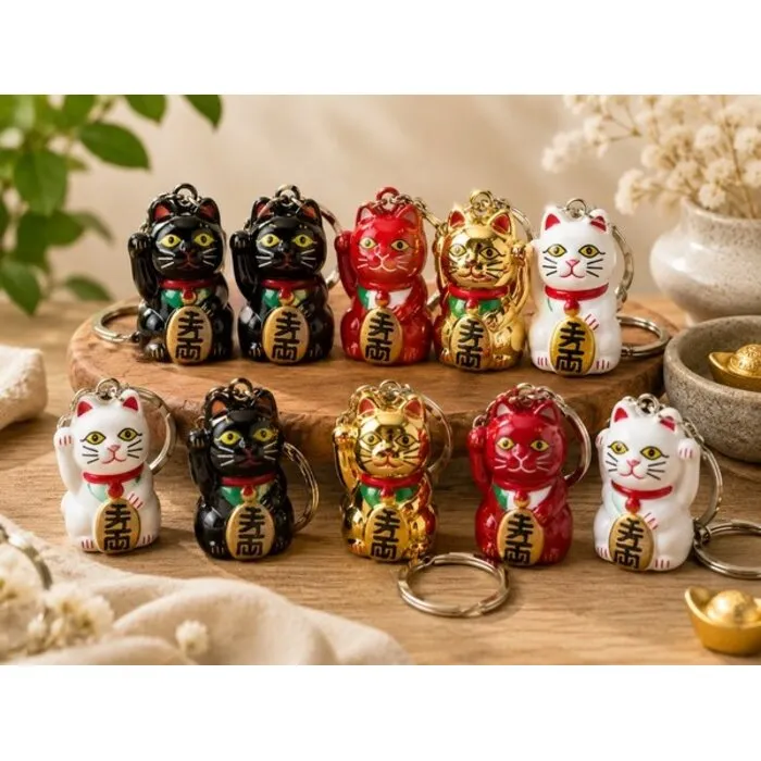 Lucky cat sleutelhanger met belletje incl. kaartje