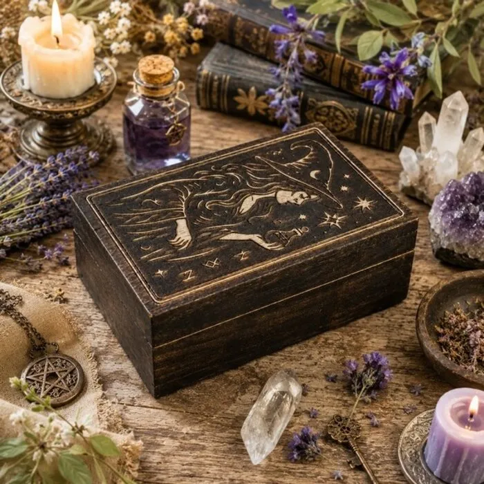 Tarotdoos de Tovenares zwart mangohout