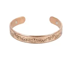 Armband koper lotus motief magnetisch