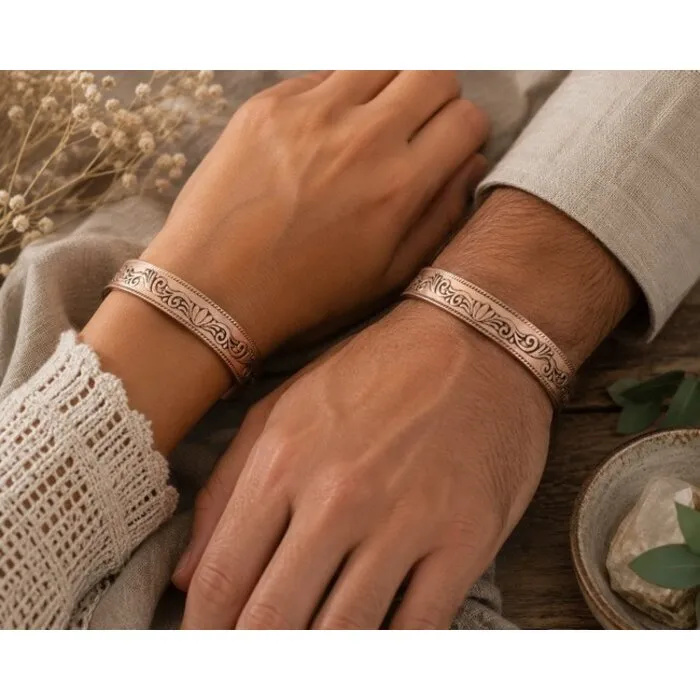 Armband koper lotus motief magnetisch