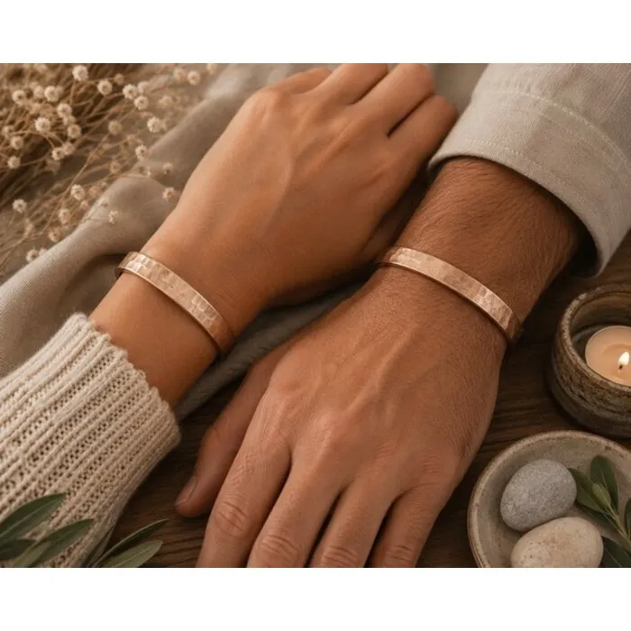 Armband koper gehamerd magnetisch