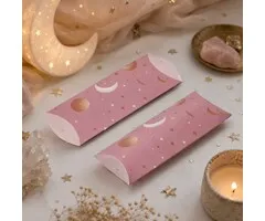 Geschenkverpakking roze maan en sterren 12 x 6 cm