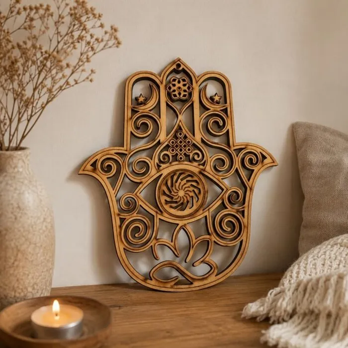 Wandplaat Hout Hand van Fatima 16cm
