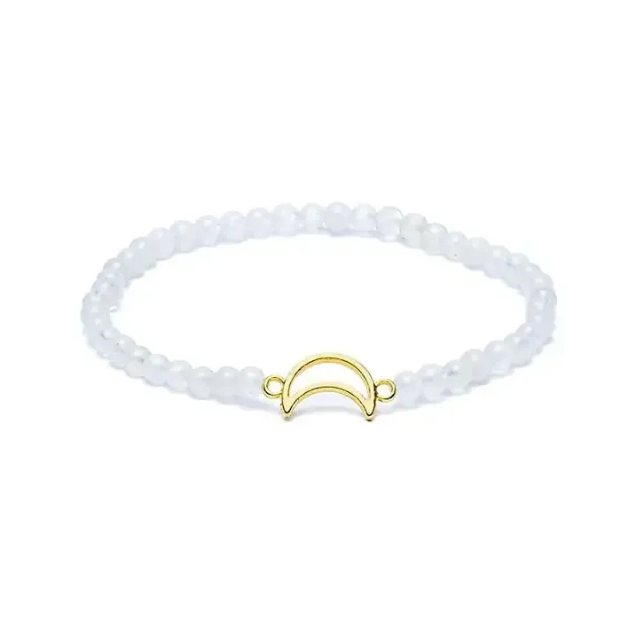 Armband maansteen elastisch met maan bedel