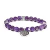 Mala/armband amethist elastisch met lotus