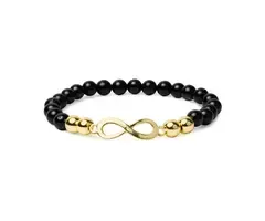 Armband zwarte toermalijn & hematiet met infinity symbool