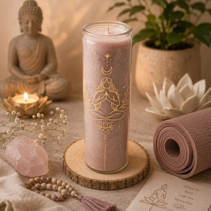 Kaars stearine meditatie zachtroze ongeparfumeerd