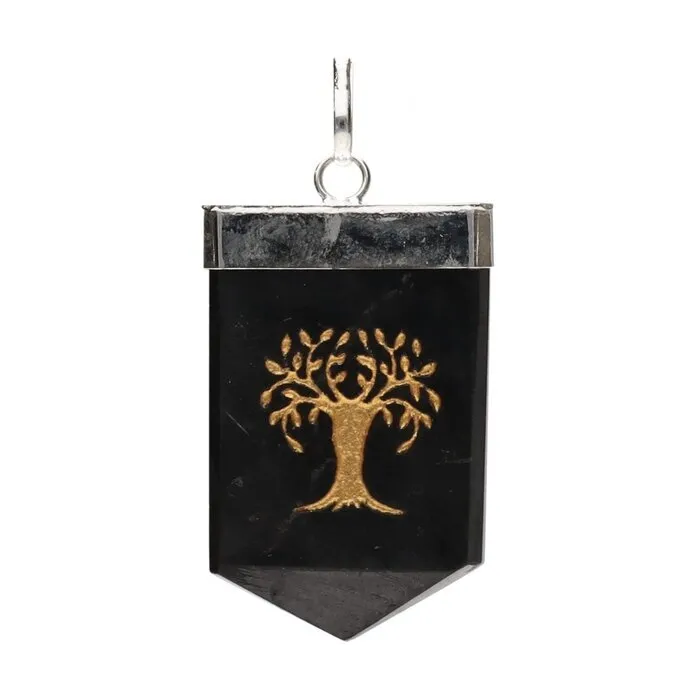 Hanger shungiet met  levensboom met veterhanger