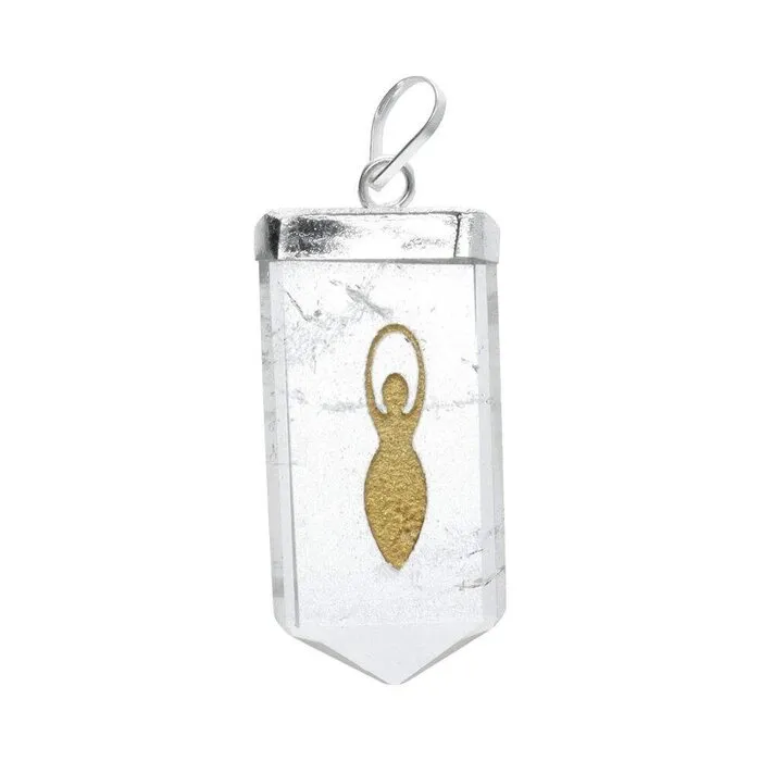 Moeder Aarde bergkristal hanger met zilveren plating met veterhanger