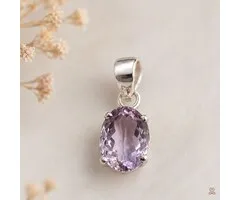 Zilver hanger gefacetteerde roze amethist