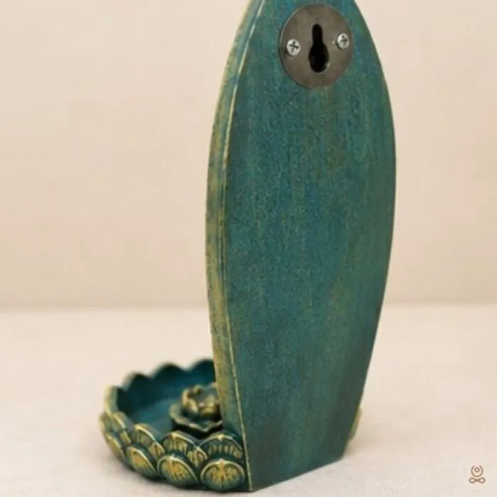 Boeddha Wierookhouder Zittend Blauw-Groen 23 cm | Polyresin