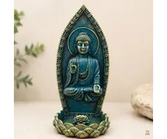 Boeddha Wierookhouder Zittend Blauw-Groen 23 cm