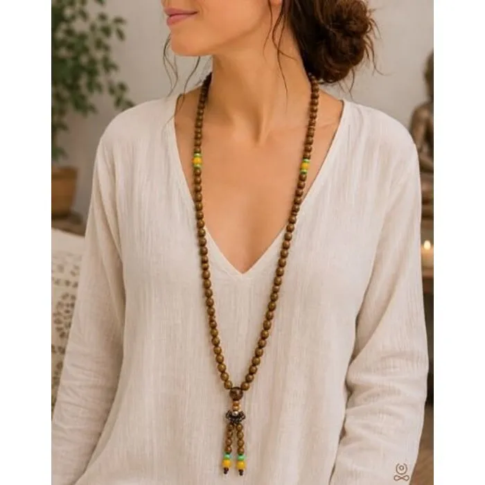Houten Mala 8 mm met Dorje – Meditatieketting 45 cm