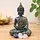 Boeddha beeld meditatie met turquoise patina – Polyresin – 15 cm